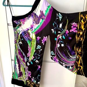 AMAZING SEXY ROBERTO CAVALLI ONE SHOULDER PRINTED JERSAY DRESS